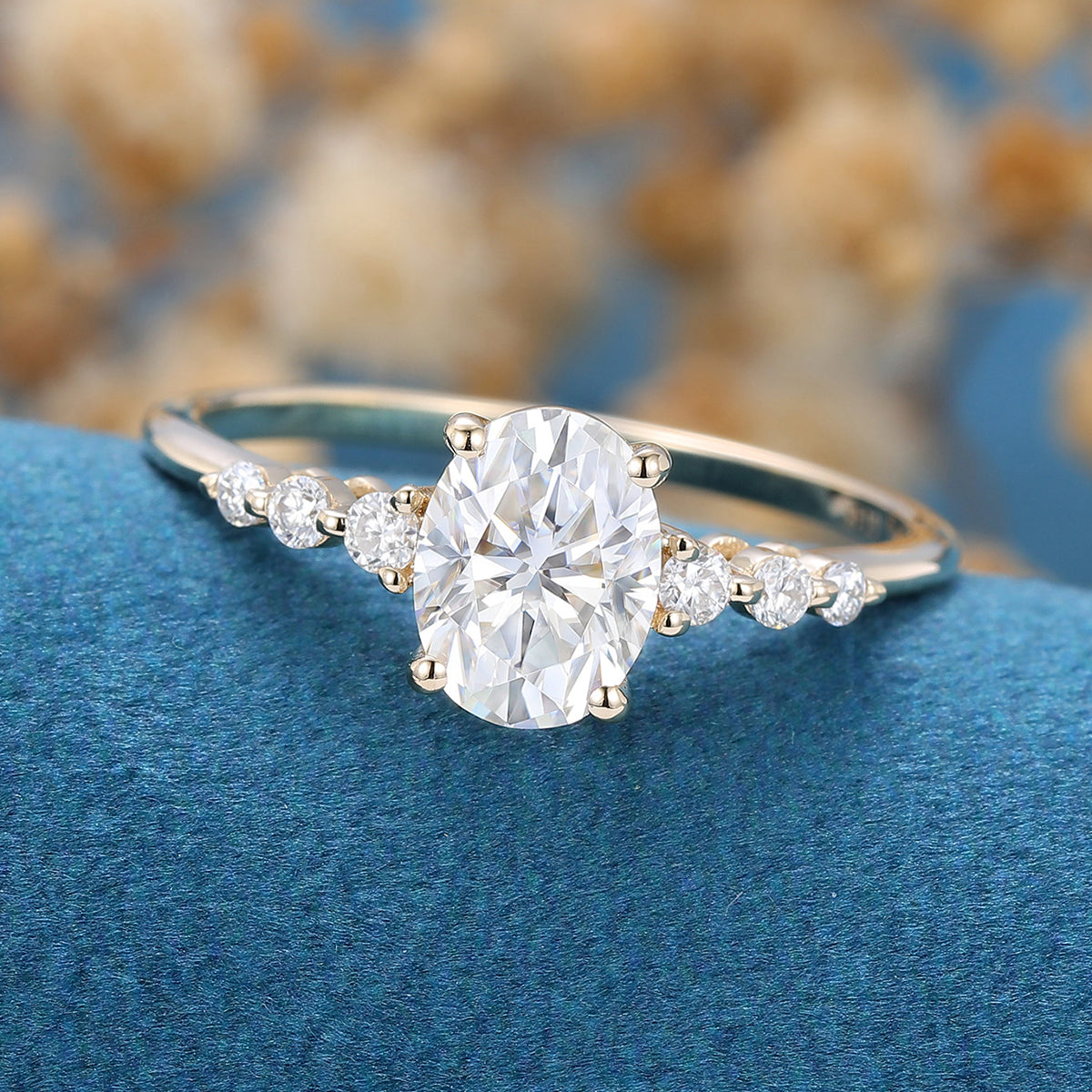 1.33 CT Oval Pave Lab Grown Diamond Engagement Ring