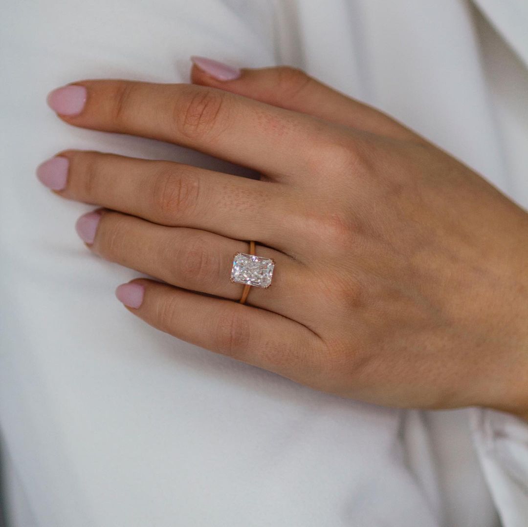 3.9 CT Radiant Hidden Halo Lab Grown Diamond Engagement Ring