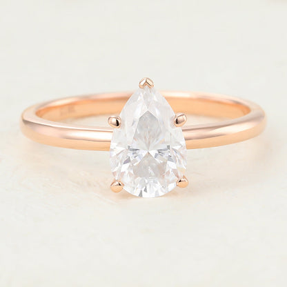 1.5 CT Pear Solitaire Moissanite Engagement Ring