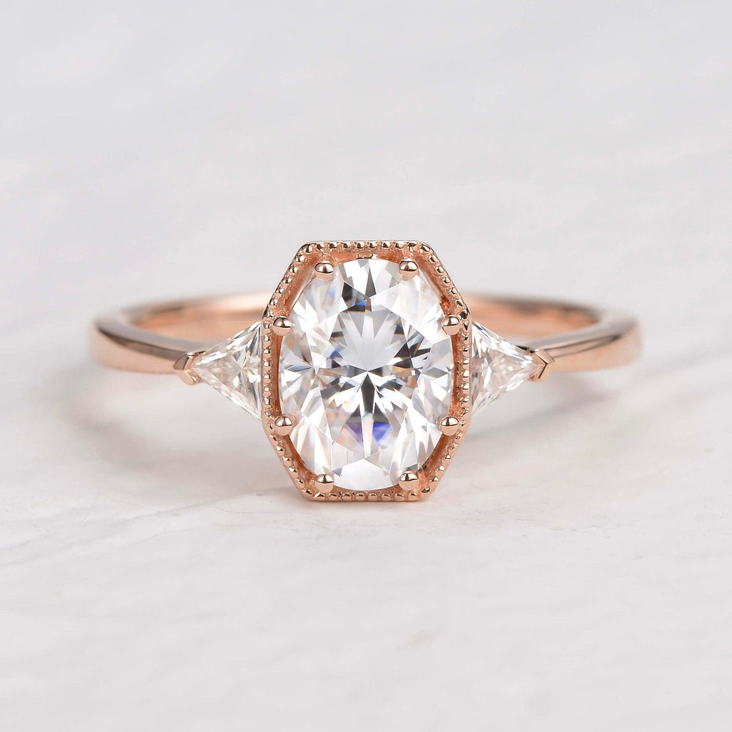 1.33 CT Oval Three Stone Lab Grown Diamond Engagement Ring
