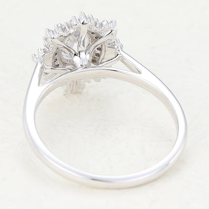 0.84 CT Oval Cluster Moissanite Engagement Ring