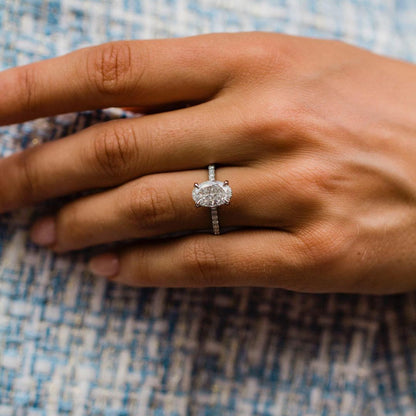 3.85 CT Oval Pave Lab Grown Diamond Engagement Ring