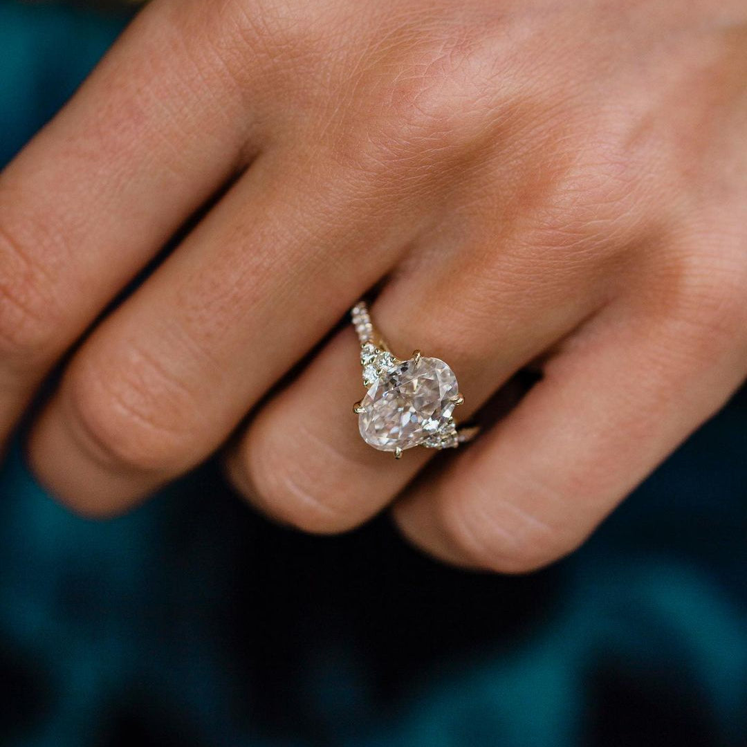 3.1 CT Oval Cluster Lab Grown Diamond Engagement Ring