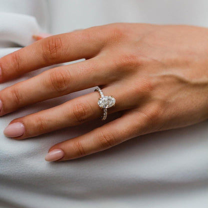 3.5 CT Oval Pave Lab Grown Diamond Engagement Ring