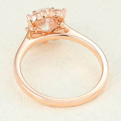 0.84 CT Oval Cluster Moissanite Engagement Ring