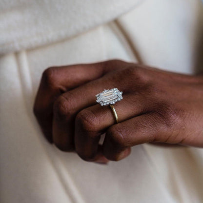 3.35 CT Emerald Halo Lab Grown Diamond Engagement Ring