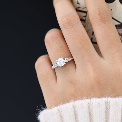 0.88 CT Round Pave Lab-Grown Diamond Engagement Ring