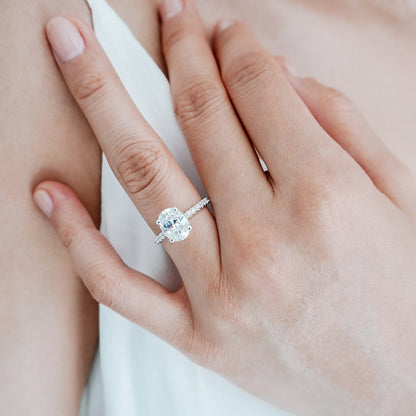 2.50 CT Oval Hidden Halo & Pave Lab Grown Diamond Engagement Ring