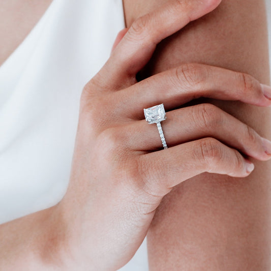 3.0 CT Radiant Hidden Halo & Pave Lab Grown Diamond Engagement Ring