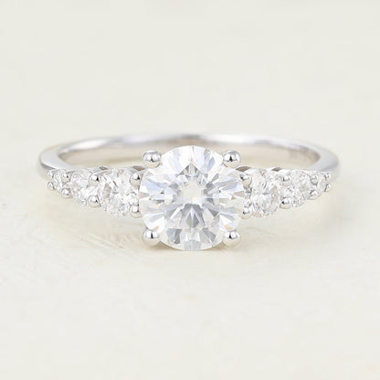 0.88 CT Round Pave Lab-Grown Diamond Engagement Ring