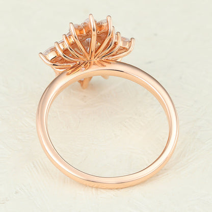 0.57 CT Pear Cluster Moissanite Engagement Ring