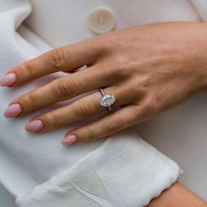 3.5 CT Oval Pave Lab Grown Diamond Engagement Ring