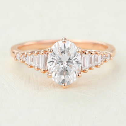 1.33 CT Oval Pave Moissanite Engagement Ring