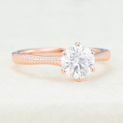 0.88 CT Round Solitaire Lab-Grown Diamond Engagement Ring