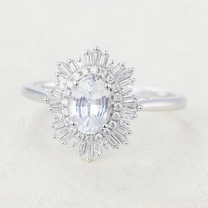 0.84 CT Oval Cluster Moissanite Engagement Ring