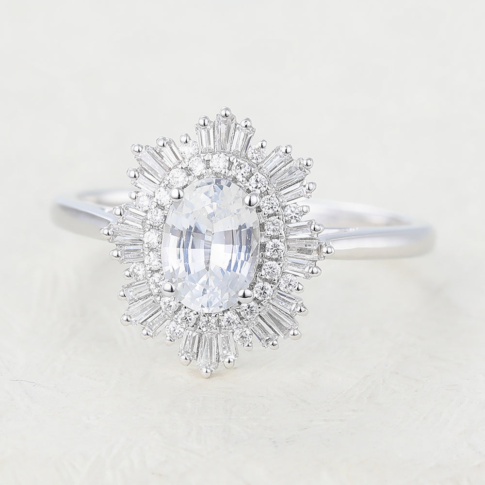0.84 CT Oval Cluster Lab-Grown Diamond Engagement Ring