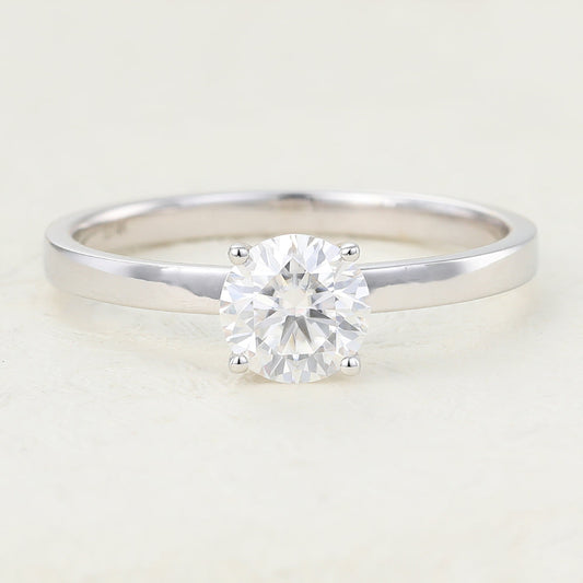 0.88 CT Round Solitaire Moissanite Engagement Ring