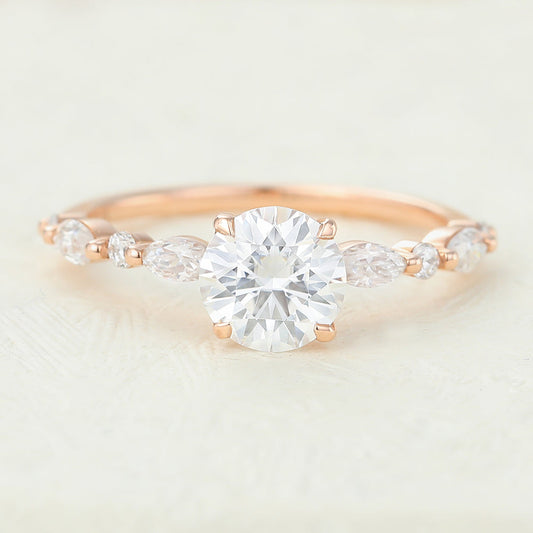 0.88 CT Round Pave Lab-Grown Diamond Engagement Ring