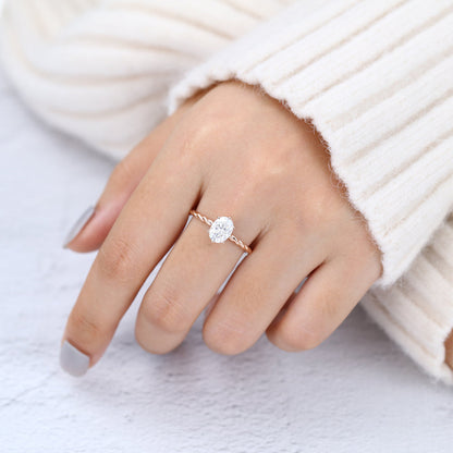 1.33 CT Oval Solitaire Twisted Shank Lab-Grown Diamond Engagement Ring