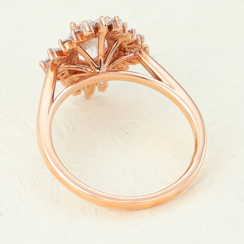 0.84 CT Oval Cluster Lab-Grown Diamond Engagement Ring