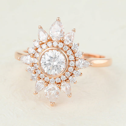 0.41 CT Round Cluster Lab-Grown Diamond Engagement Ring