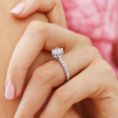 0.8 CT Round Pave Lab Grown Diamond Engagement Ring
