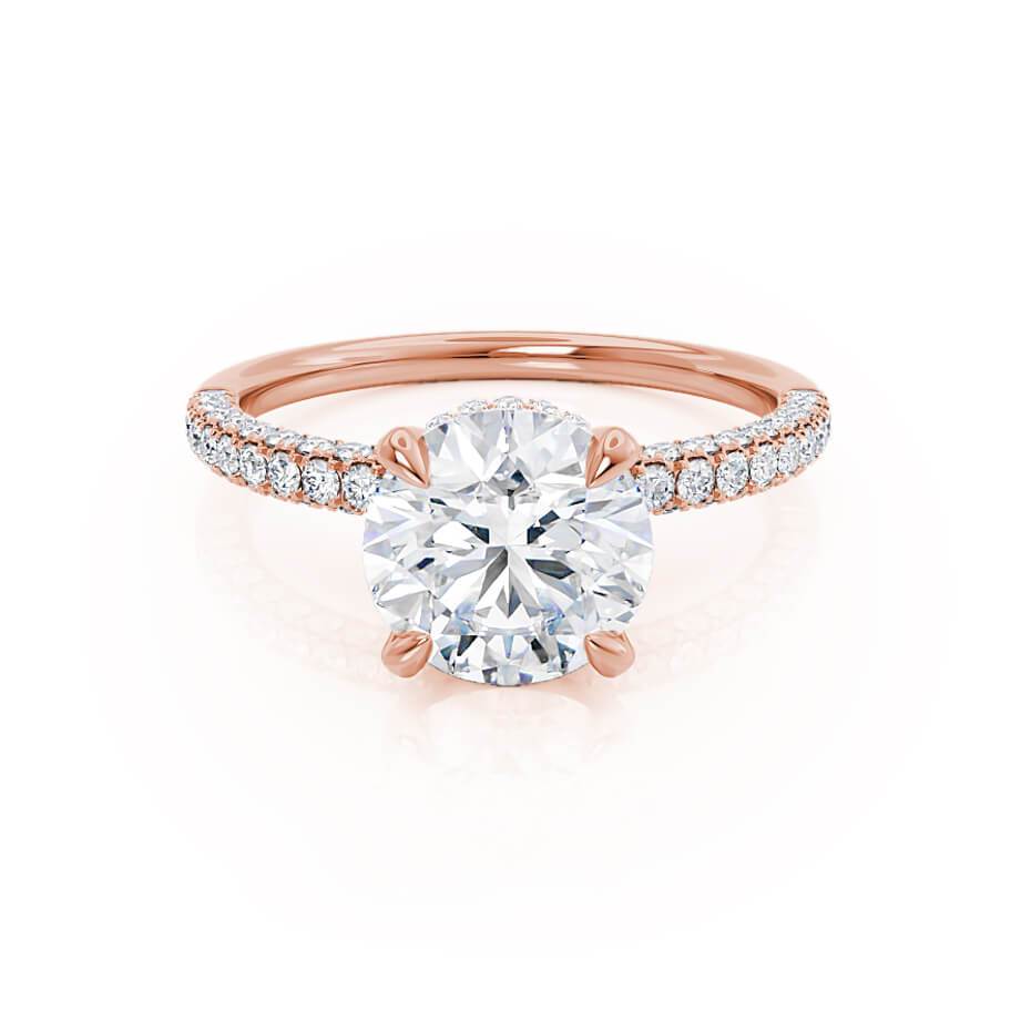 1.5 CT Round Hidden Halo & Pave Lab Grown Diamond Engagement Ring