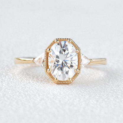 1.33 CT Oval Three Stone Lab Grown Diamond Engagement Ring