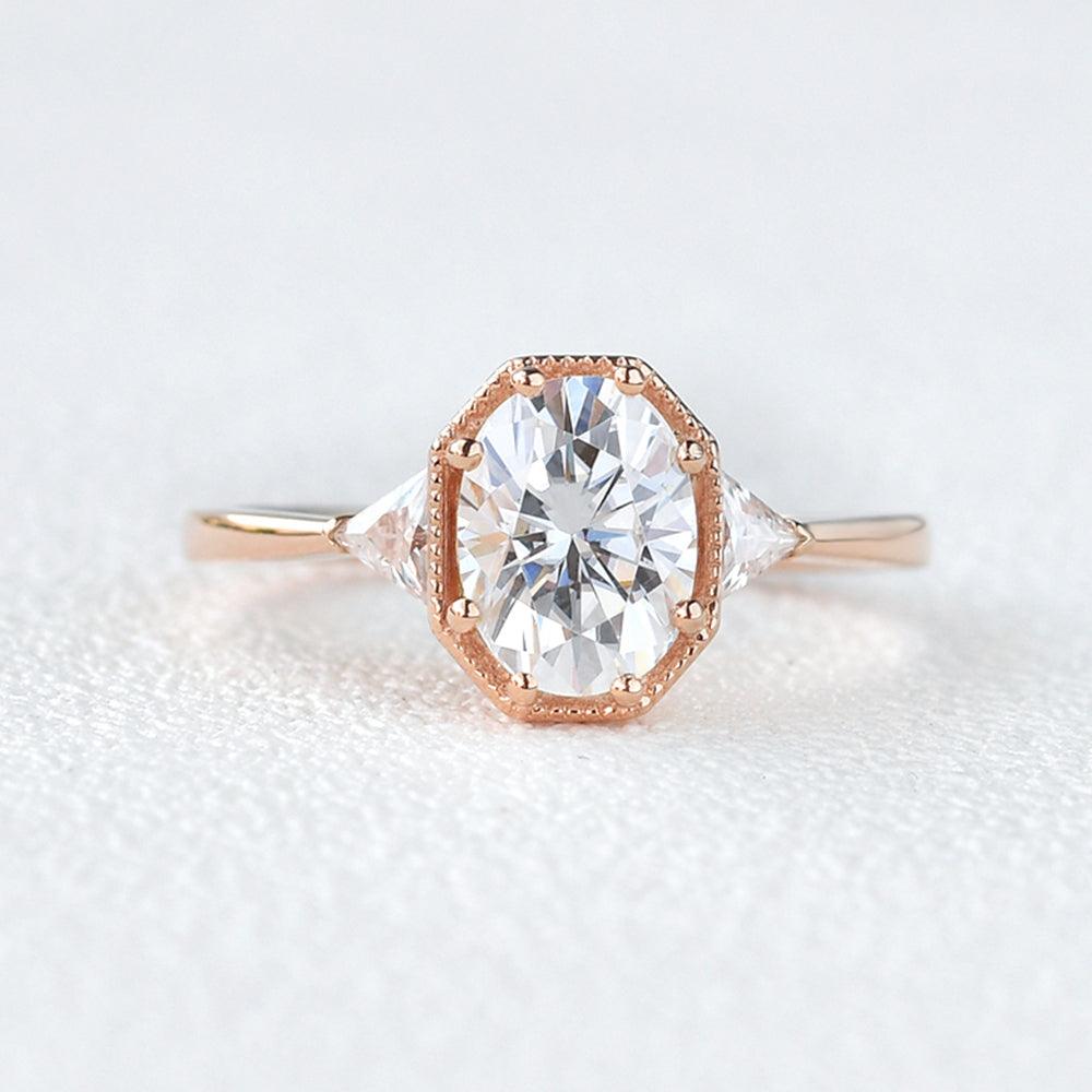 1.33 CT Oval Three Stone Lab Grown Diamond Engagement Ring