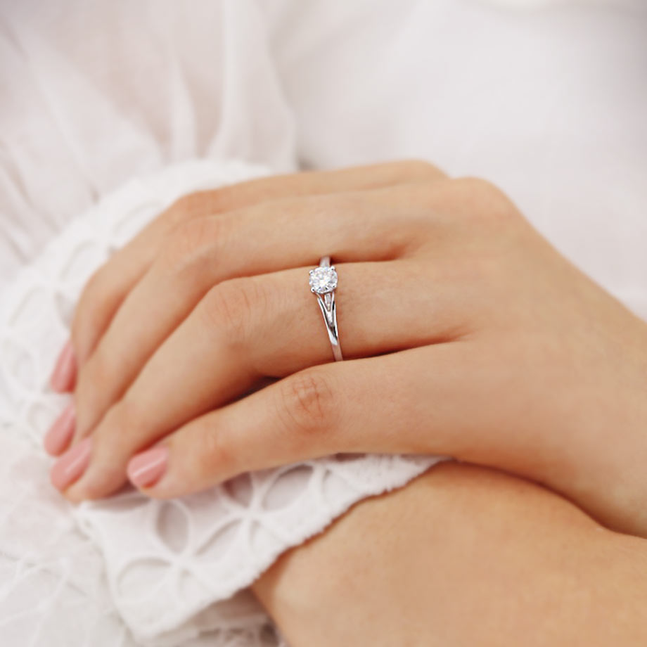 0.8 CT Round Solitaire Lab Grown Diamond Engagement Ring