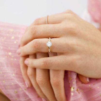 1 CT Round Pave Lab Grown Diamond Engagement Ring