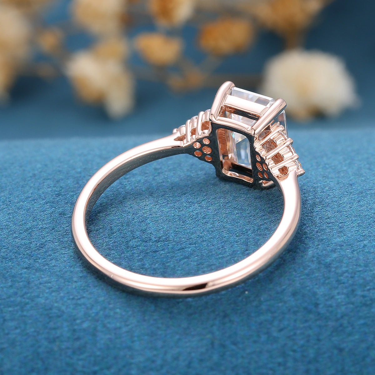 1.6 CT Emerald Cluster Lab Grown Diamond Engagement Ring