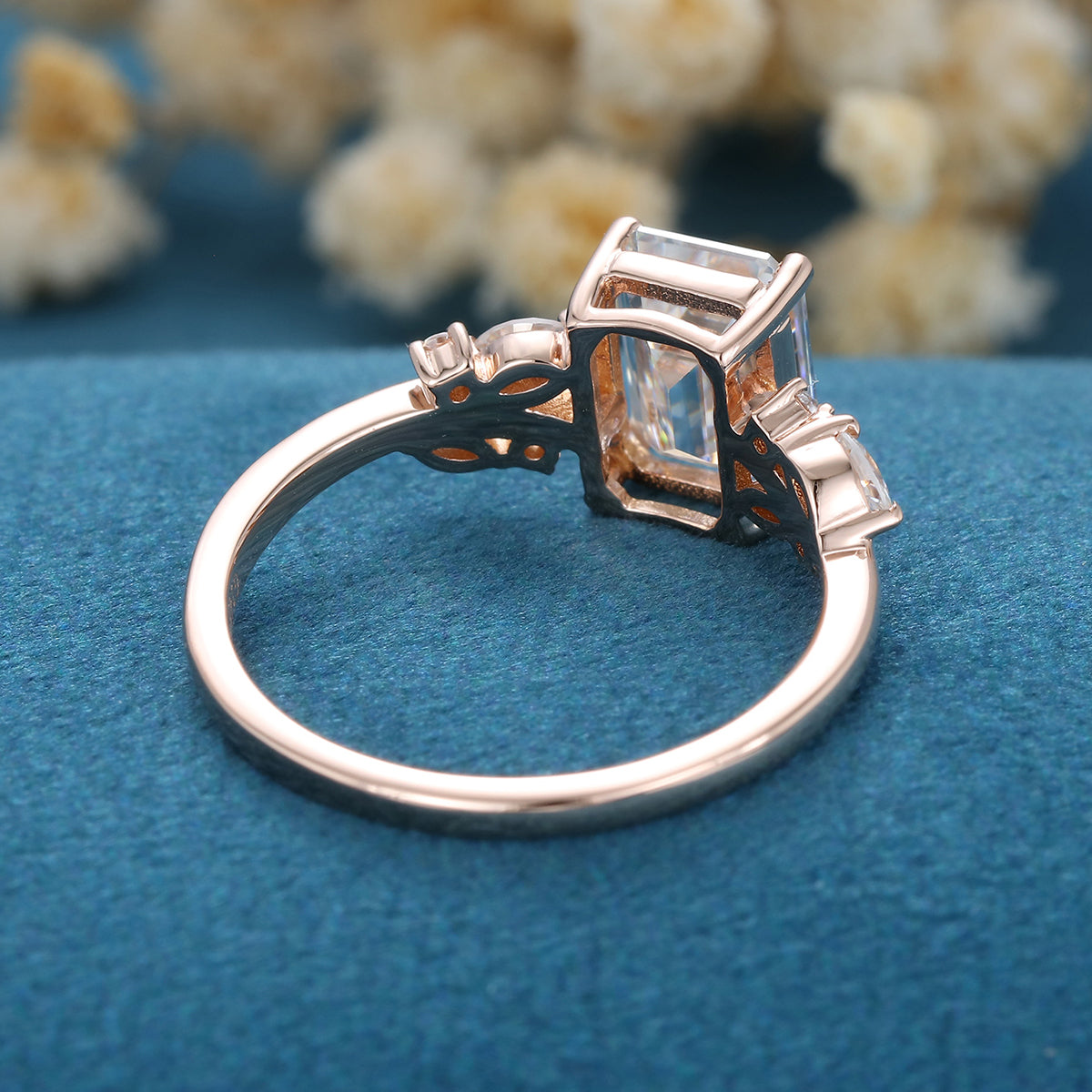 1.6 CT Emerald Cluster Lab Grown Diamond Engagement Ring