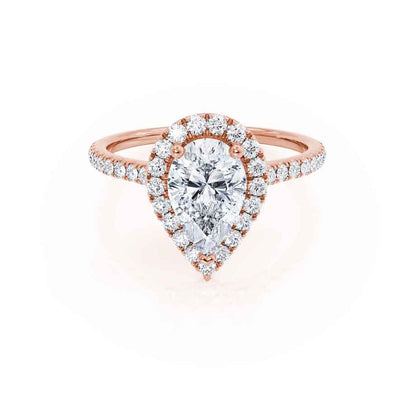 0.94 CT Pear Halo & Pave Lab Grown Diamond Engagement Ring