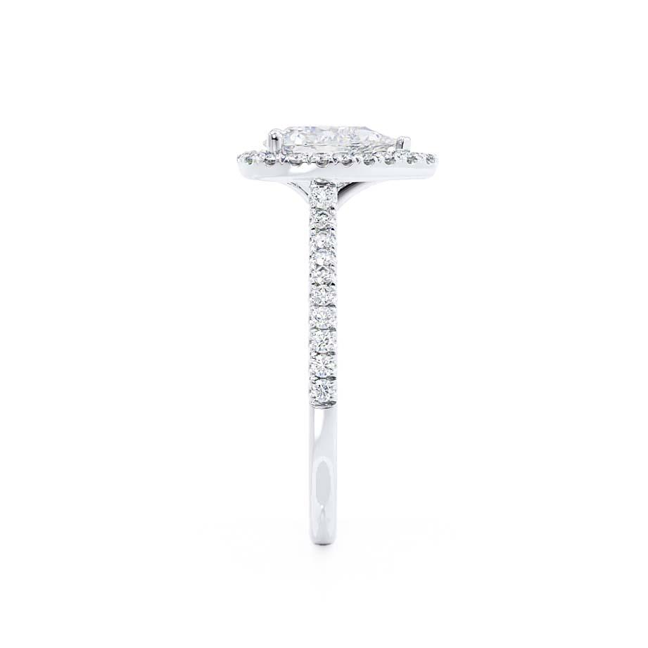 0.94 CT Pear Halo & Pave Lab Grown Diamond Engagement Ring