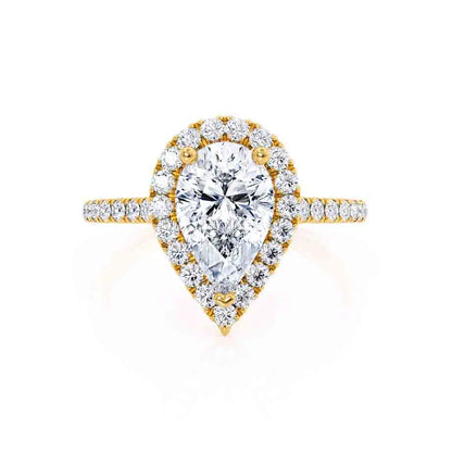 0.94 CT Pear Halo & Pave Lab Grown Diamond Engagement Ring