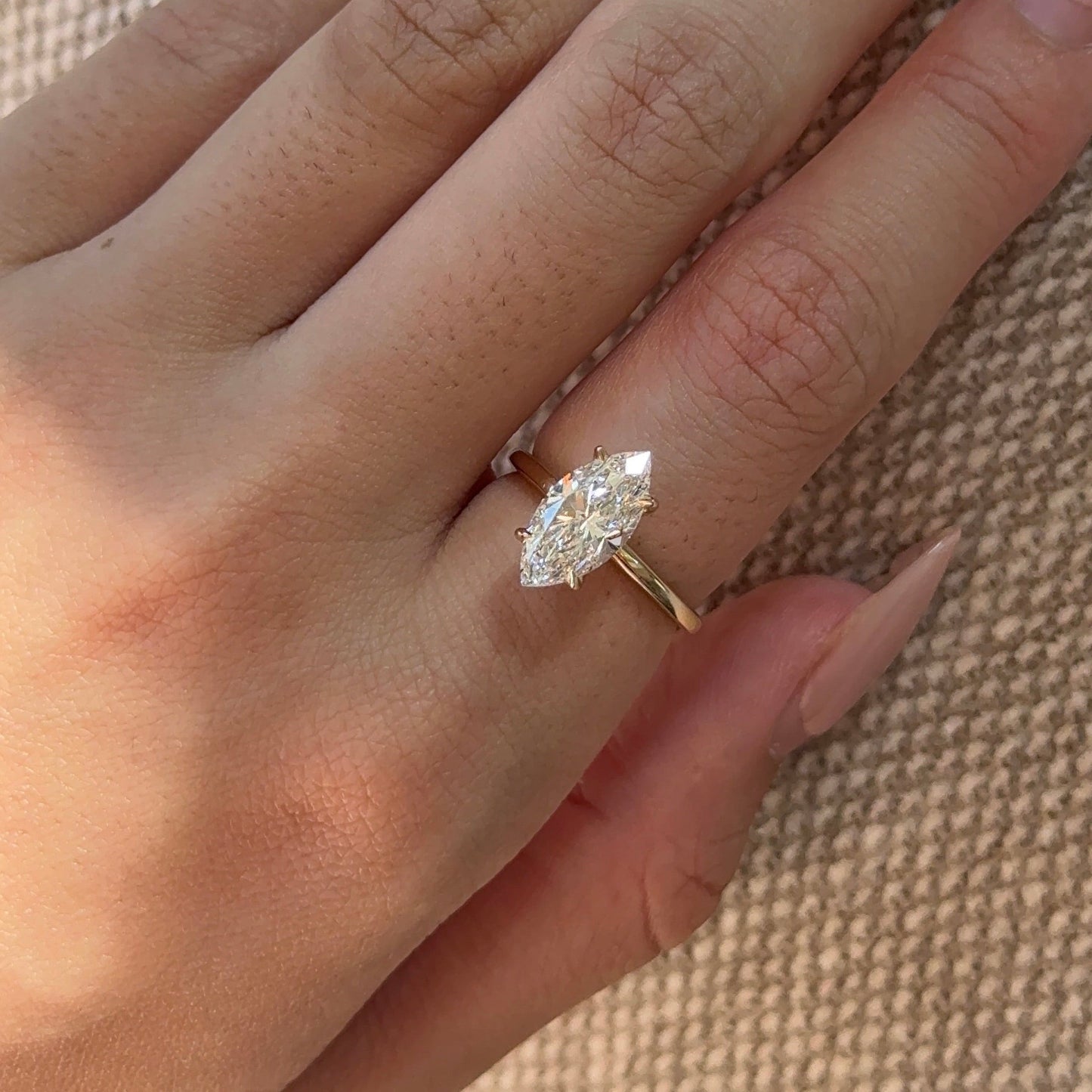 2 CT Marquise Hidden Halo Moissanite Engagement Ring