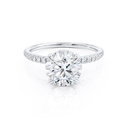 1 CT Round Hidden Halo & Pave Lab Grown Diamond Engagement Ring