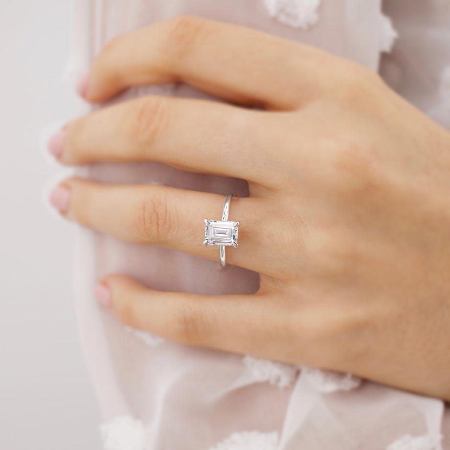 1.01 CT Emerald Solitaire Lab Grown Diamond Engagement Ring