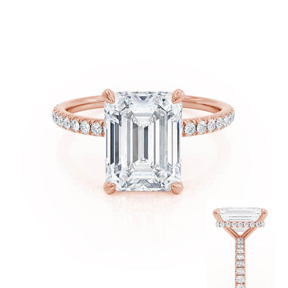 1.75 CT Emerald Hidden Halo & Pave Lab Grown Diamond Engagement Ring