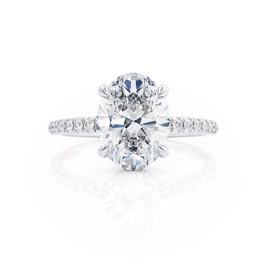 1.5 CT Oval Hidden Halo & Pave Lab Grown Diamond Engagement Ring