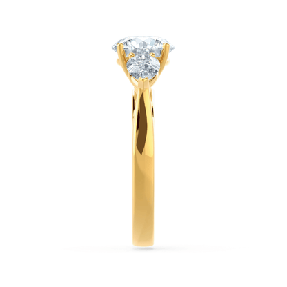 1 CT Round Three Stone Lab Grown Diamond Engagement Ring