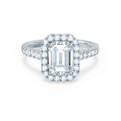 1.75 CT Emerald Halo & Pave Lab Grown Diamond Engagement Ring