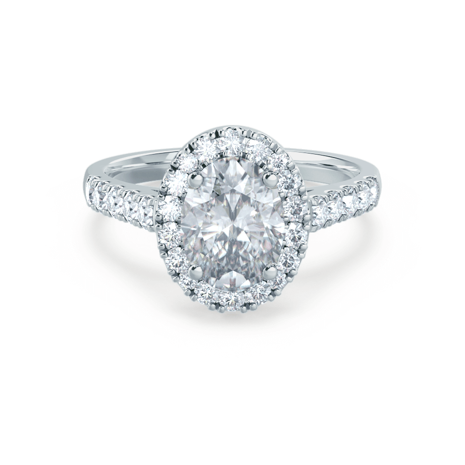 1.5 CT Oval Halo & Pave Lab Grown Diamond Engagement Ring