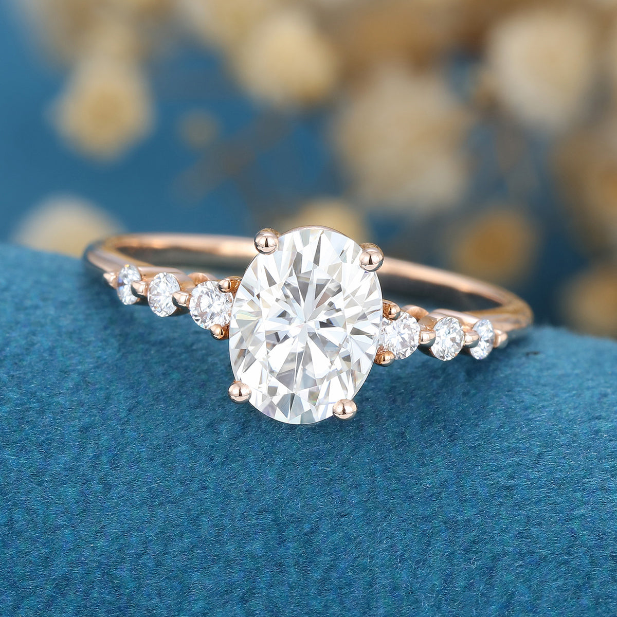 1.33 CT Oval Pave Lab Grown Diamond Engagement Ring