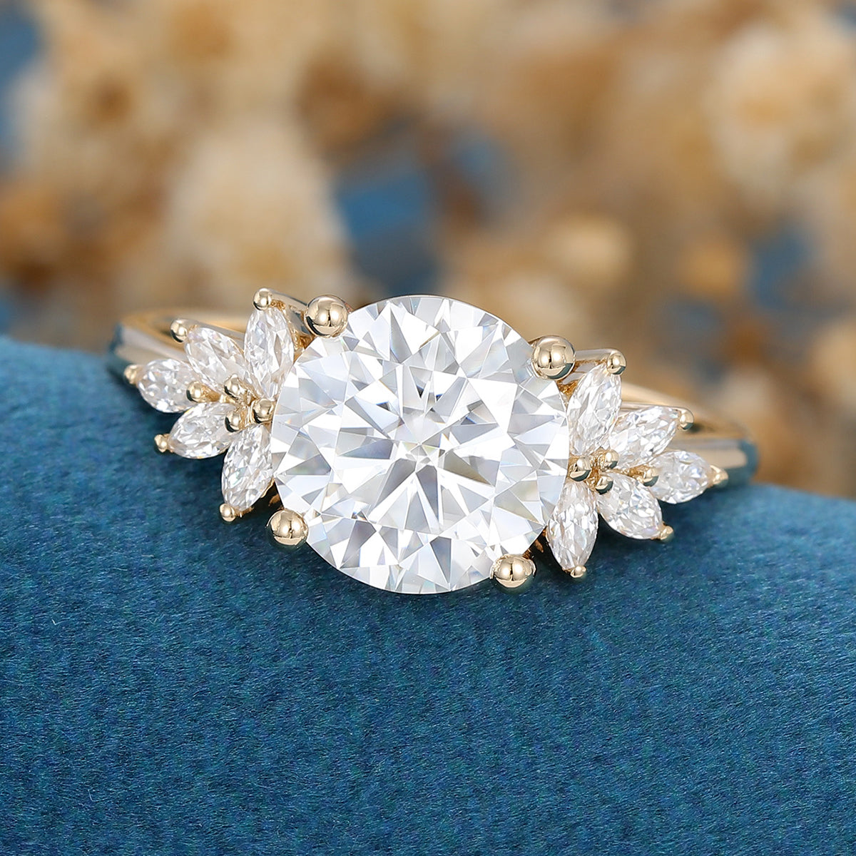 1.9 CT Oval Cluster Lab Grown Diamond Engagement Ring