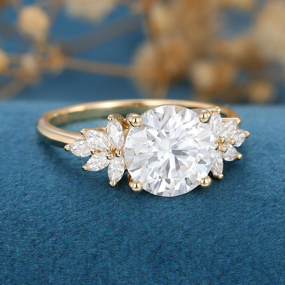 1.9 CT Oval Cluster Lab Grown Diamond Engagement Ring