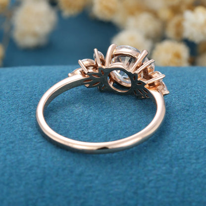 1.1 CT Round Cluster Lab Grown Diamond Engagement Ring