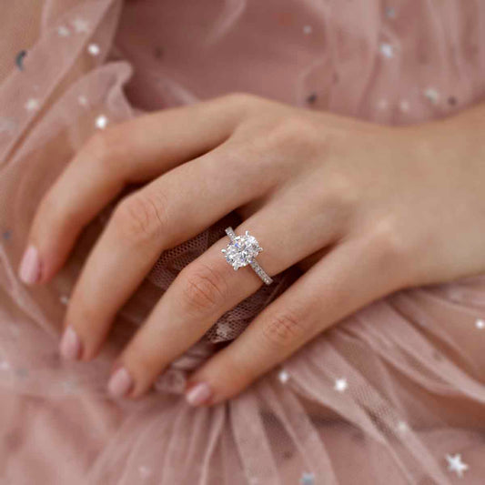 3 CT Oval Pave Lab Grown Diamond Engagement Ring