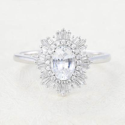 0.84 CT Oval Cluster Lab-Grown Diamond Engagement Ring